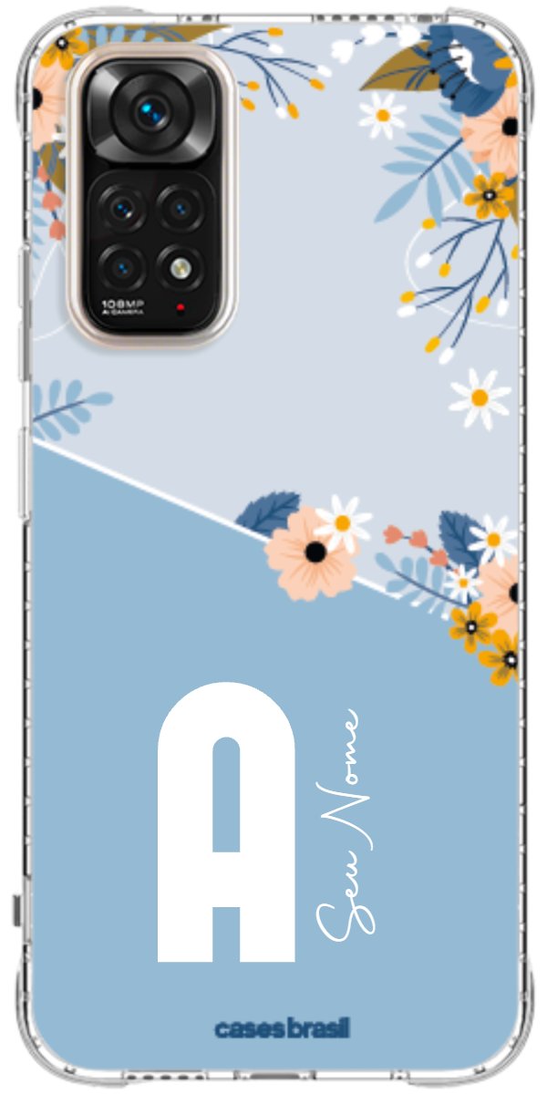 Capinha para Celular Ramo de Flores Azul