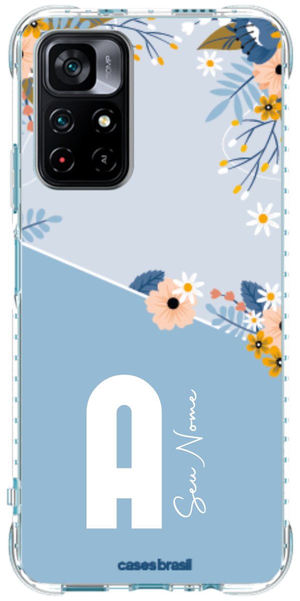 Capinha para Celular Ramo de Flores Azul