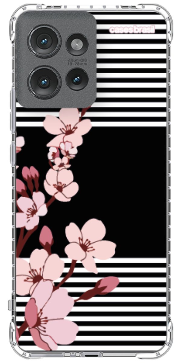 Capinha para Celular Flores de Primavera Listradas