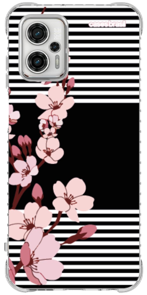 Capinha para Celular Flores de Primavera Listradas