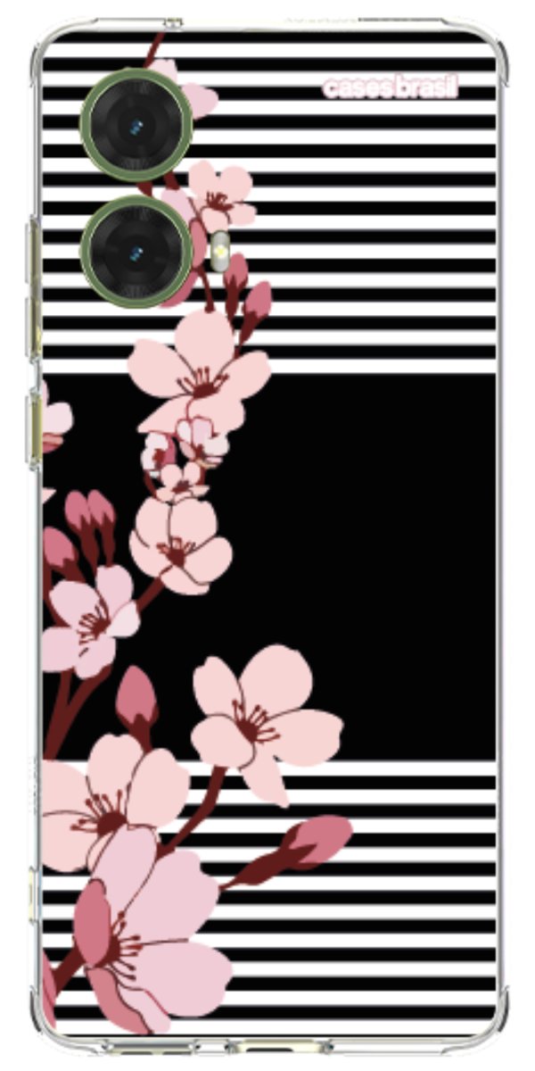 Capinha para Celular Flores de Primavera Listradas