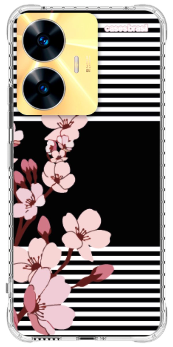 Capinha para Celular Flores de Primavera Listradas