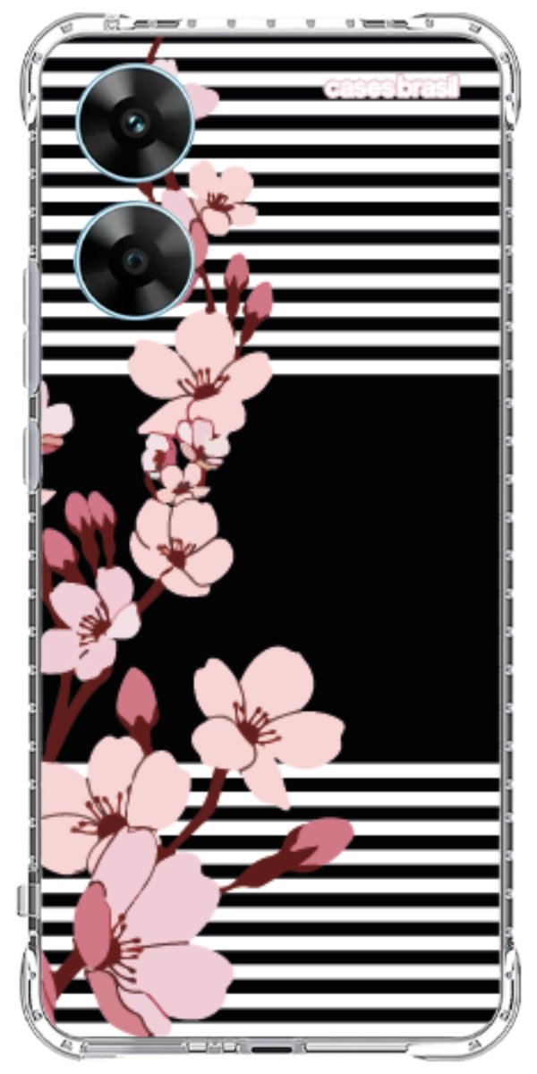 Capinha para Celular Flores de Primavera Listradas
