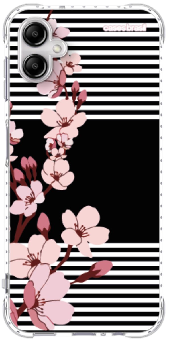 Capinha para Celular Flores de Primavera Listradas
