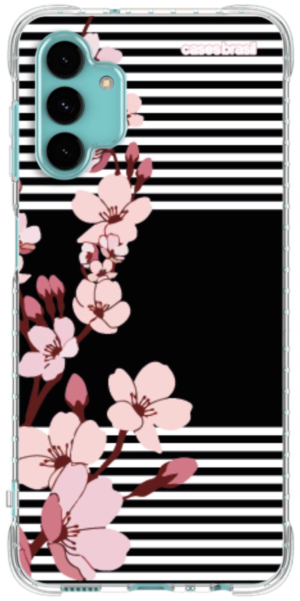 Capinha para Celular Flores de Primavera Listradas