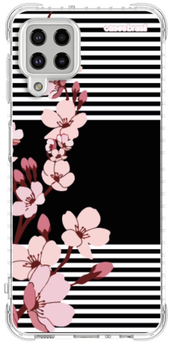 Capinha para Celular Flores de Primavera Listradas