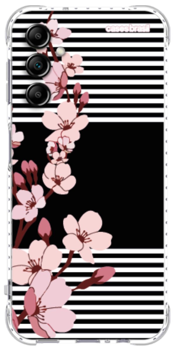 Capinha para Celular Flores de Primavera Listradas