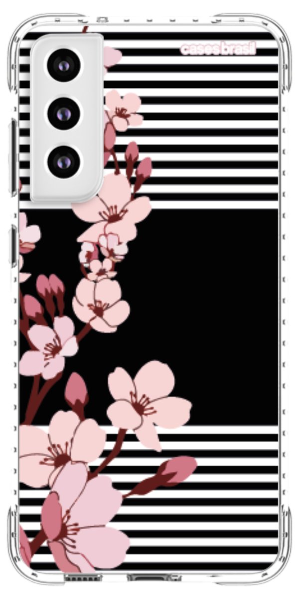 Capinha para Celular Flores de Primavera Listradas