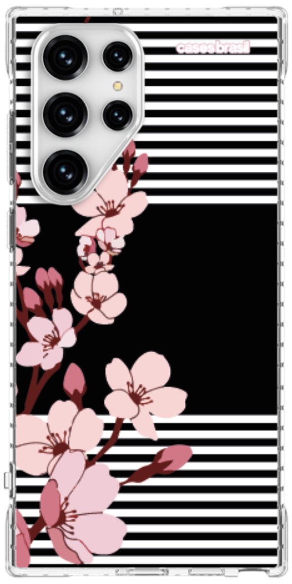 Capinha para Celular Flores de Primavera Listradas