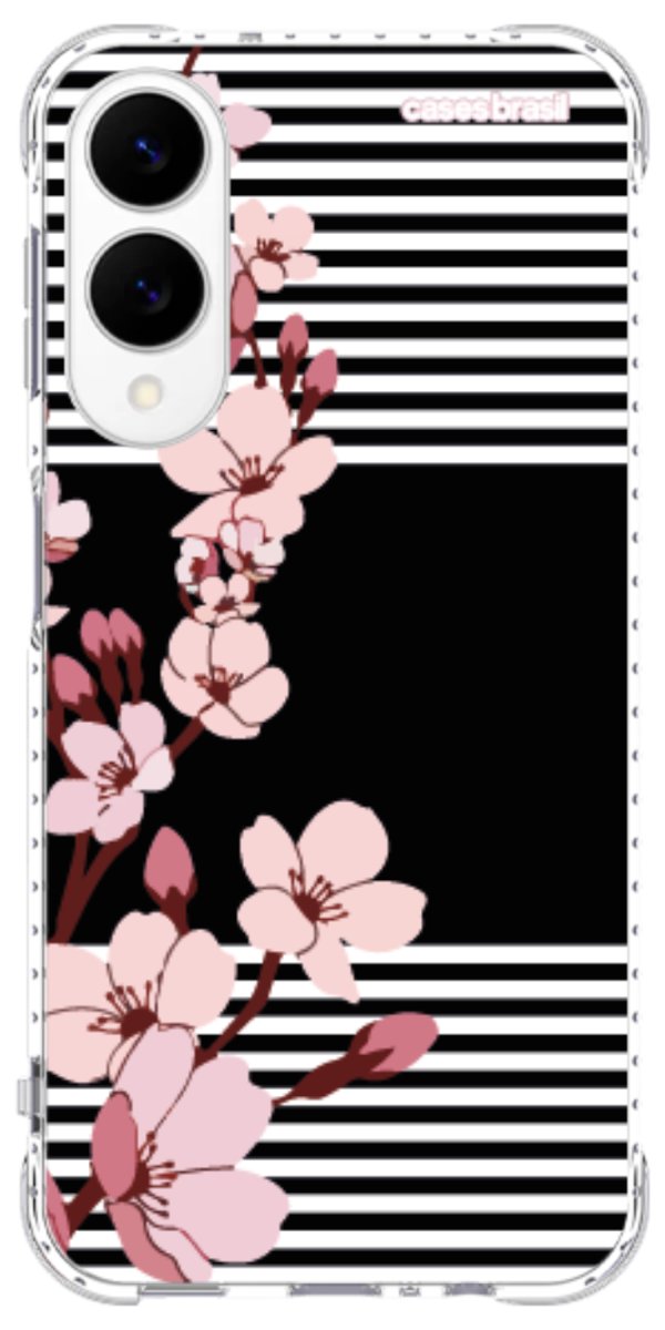 Capinha para Celular Flores de Primavera Listradas
