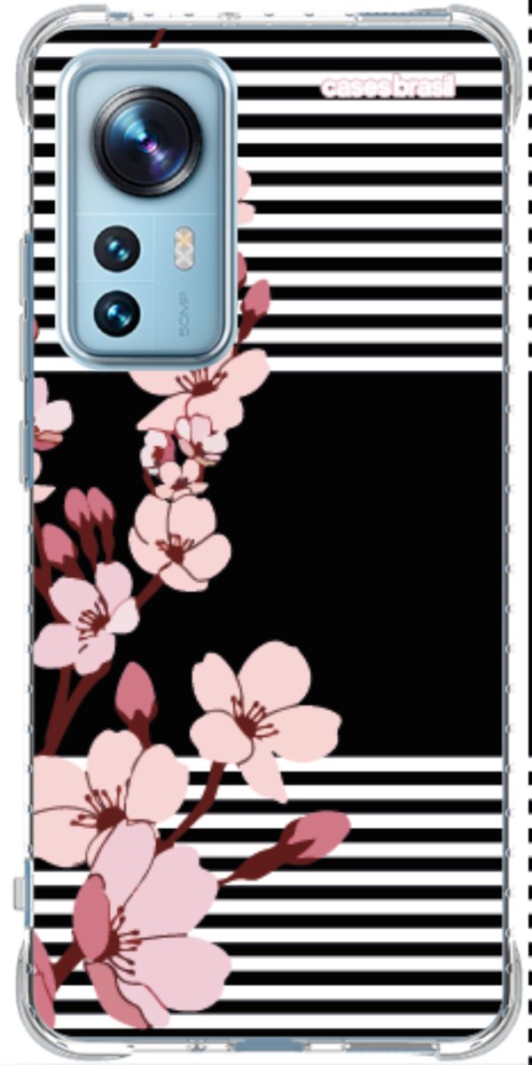 Capinha para Celular Flores de Primavera Listradas