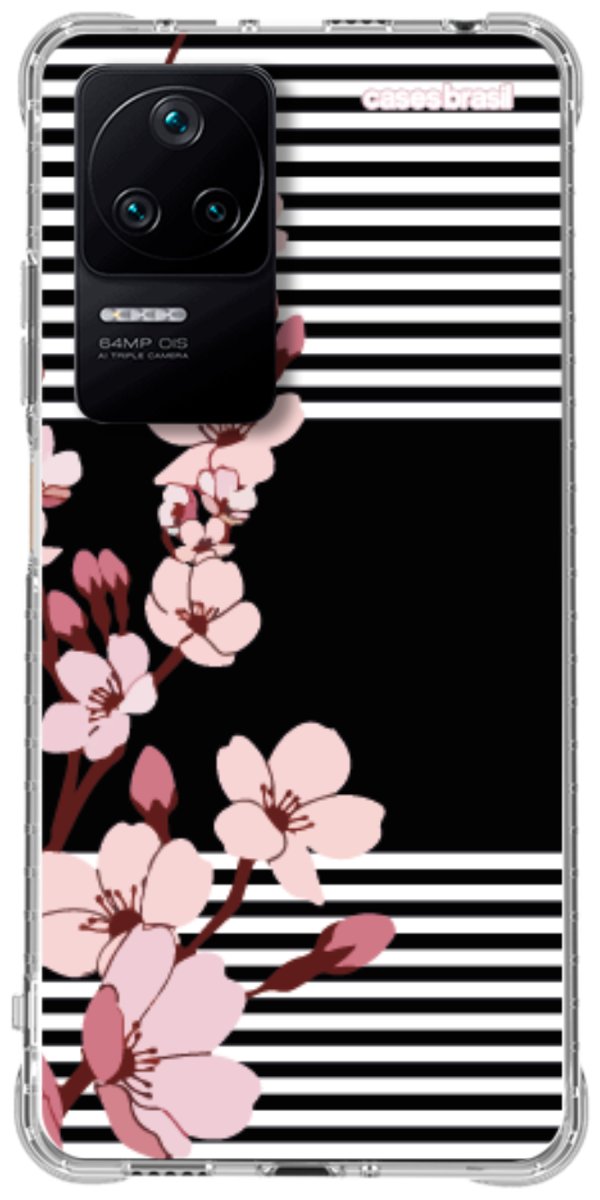 Capinha para Celular Flores de Primavera Listradas