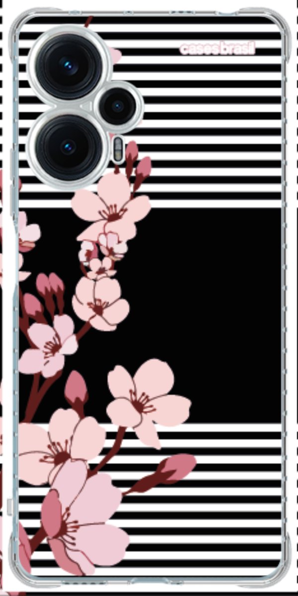 Capinha para Celular Flores de Primavera Listradas