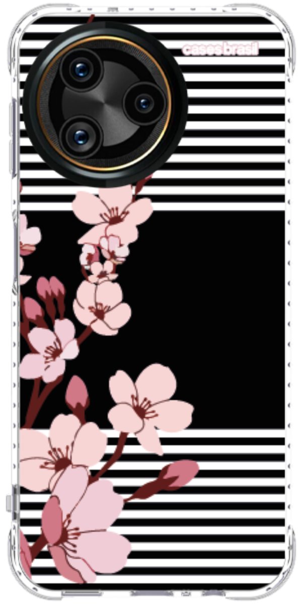Capinha para Celular Flores de Primavera Listradas
