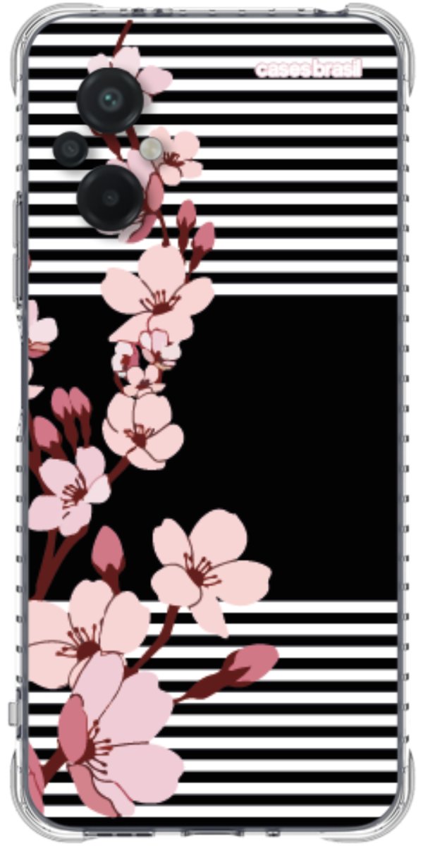 Capinha para Celular Flores de Primavera Listradas