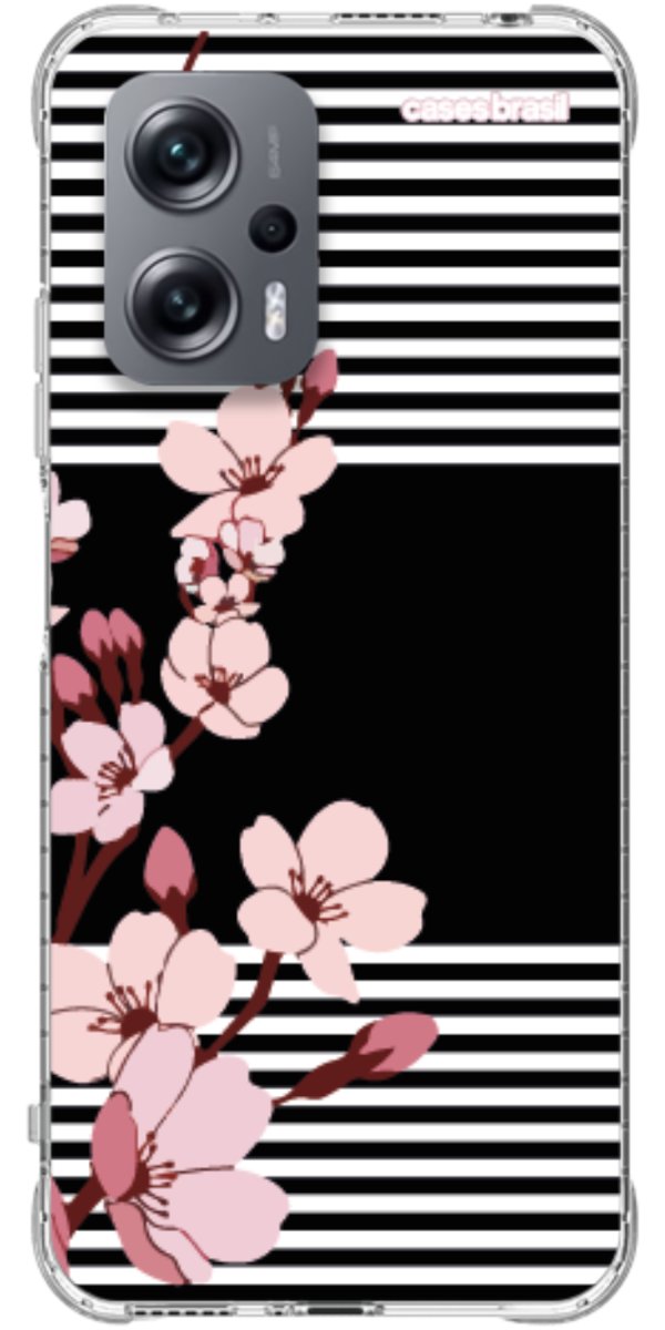 Capinha para Celular Flores de Primavera Listradas