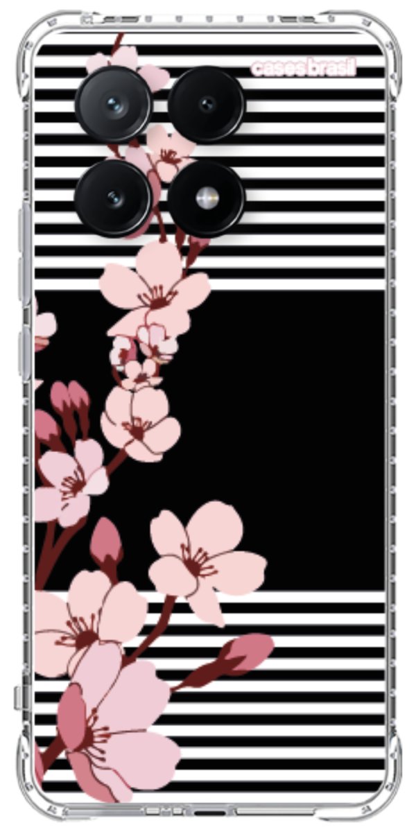 Capinha para Celular Flores de Primavera Listradas