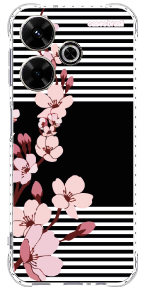 Capinha para Celular Flores de Primavera Listradas