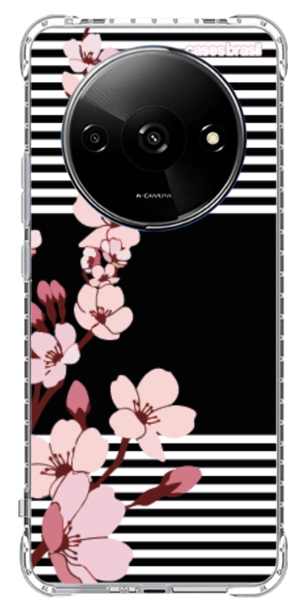 Capinha para Celular Flores de Primavera Listradas