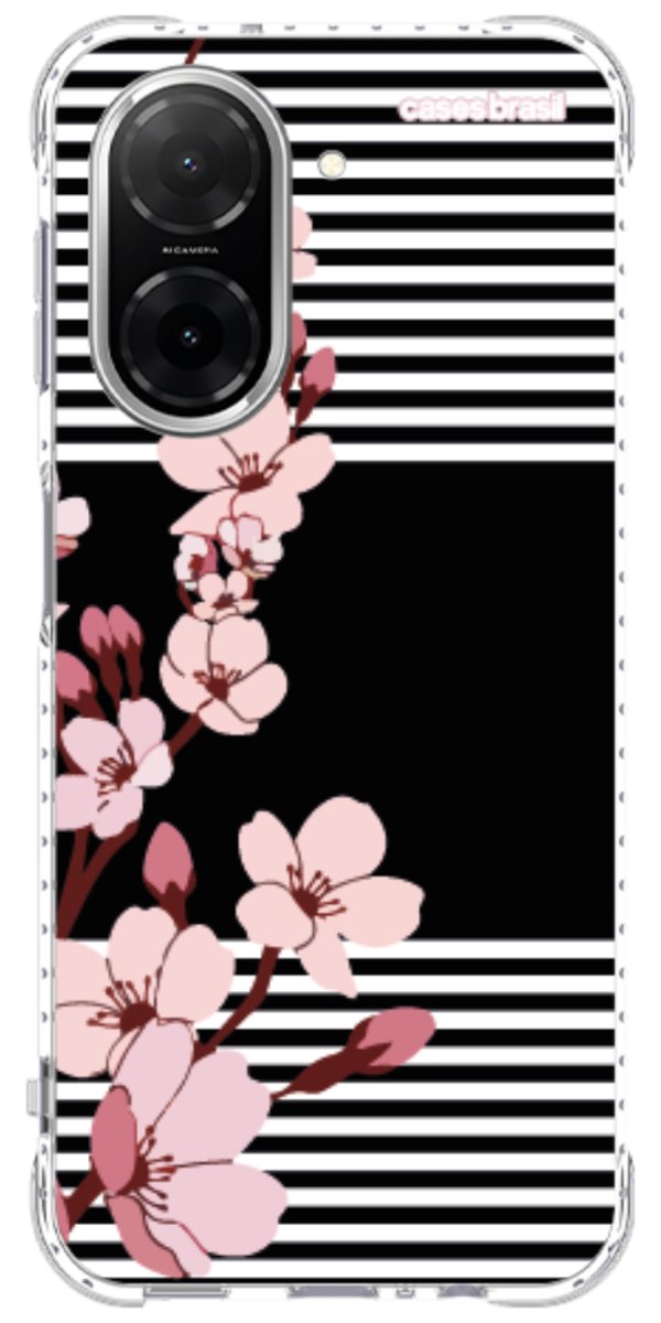 Capinha para Celular Flores de Primavera Listradas