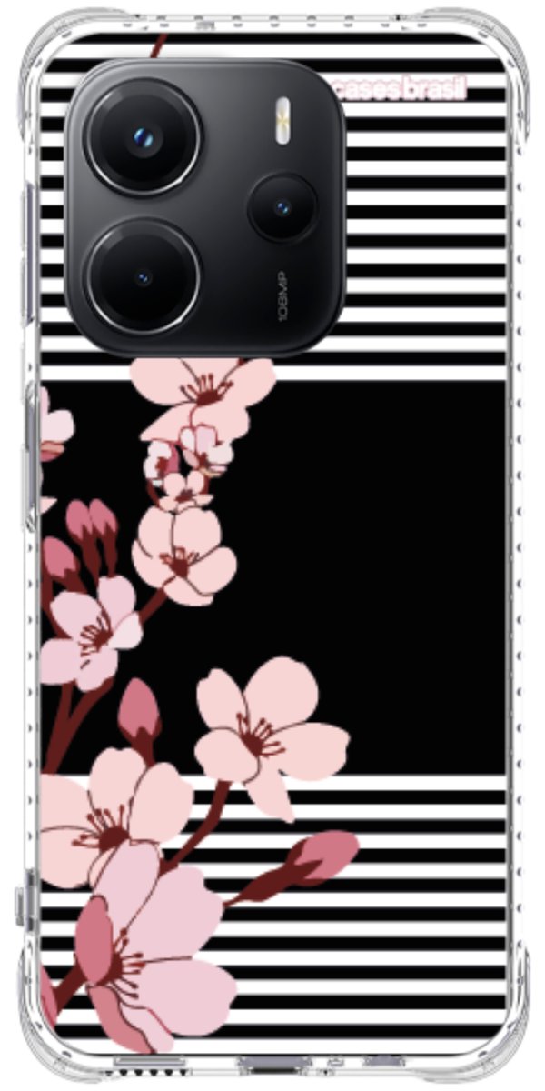 Capinha para Celular Flores de Primavera Listradas