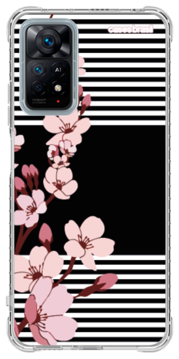 Capinha para Celular Flores de Primavera Listradas