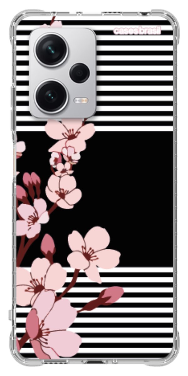 Capinha para Celular Flores de Primavera Listradas