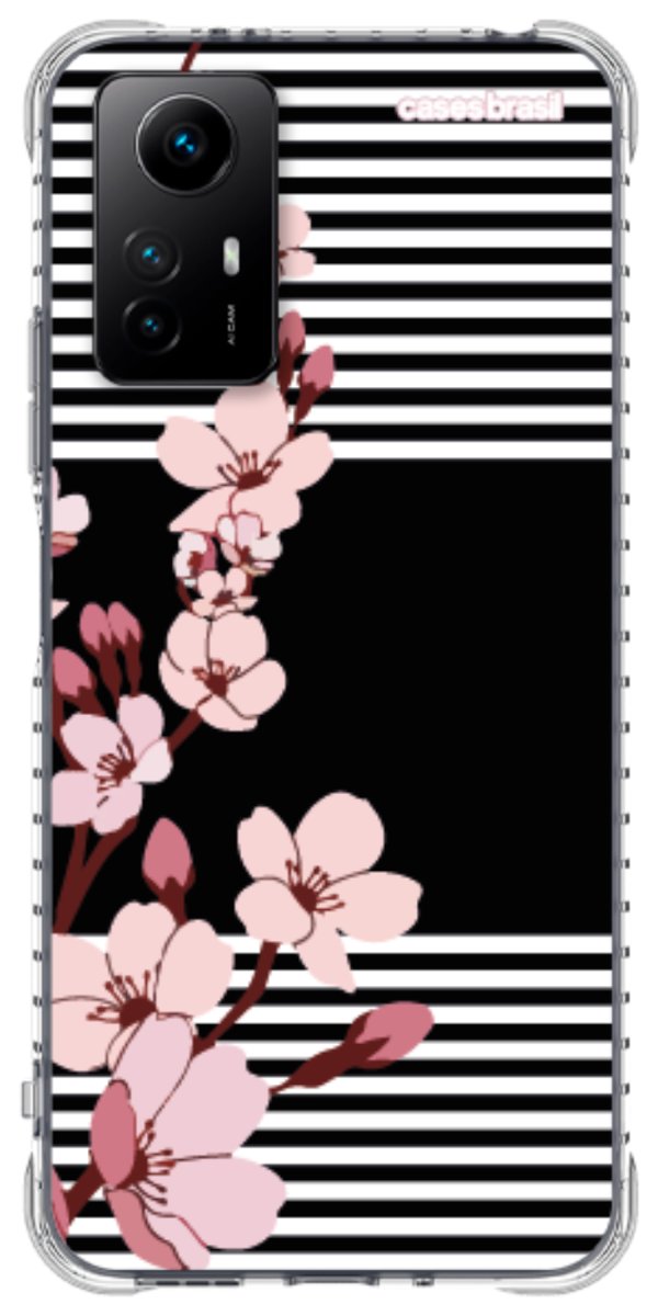 Capinha para Celular Flores de Primavera Listradas