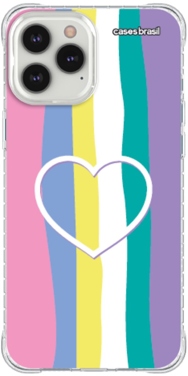 Capinha para Celular Arco-íris com Coração