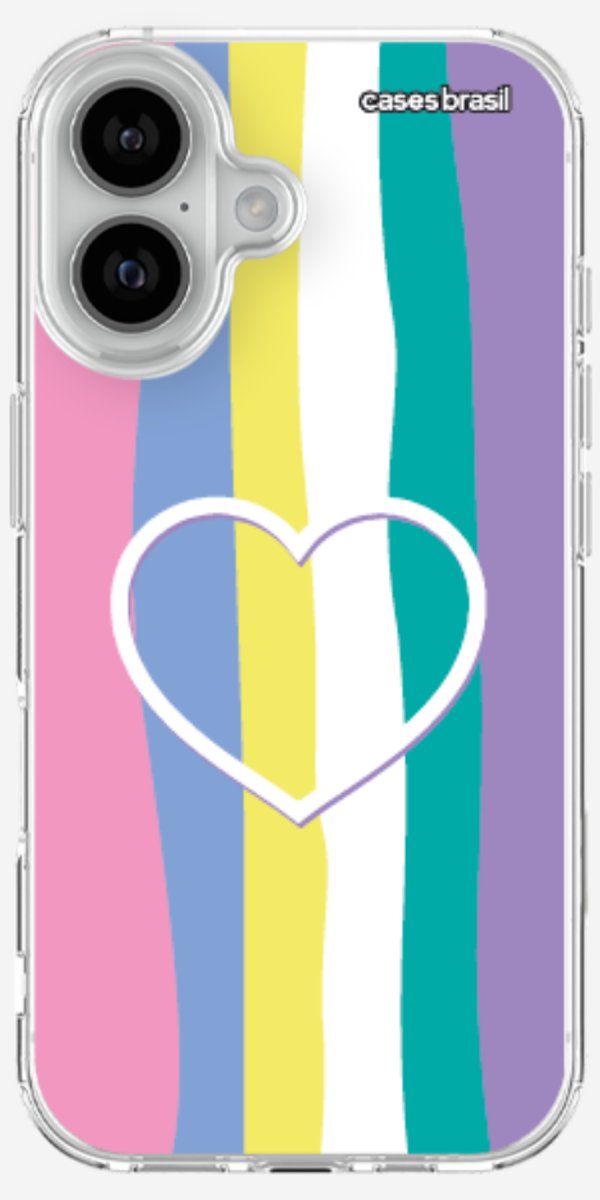 Capinha para Celular Arco-íris com Coração