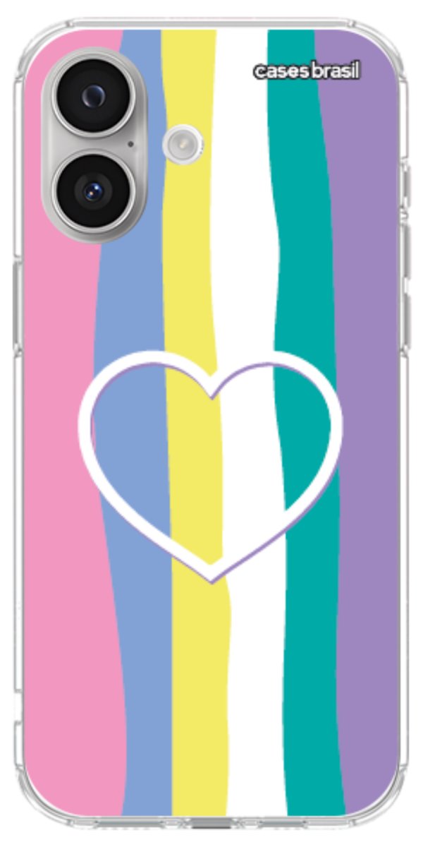 Capinha para Celular Arco-íris com Coração