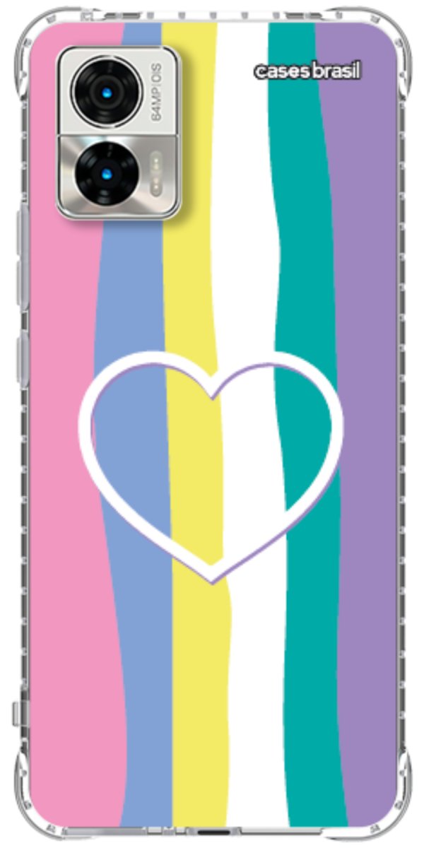 Capinha para Celular Arco-íris com Coração