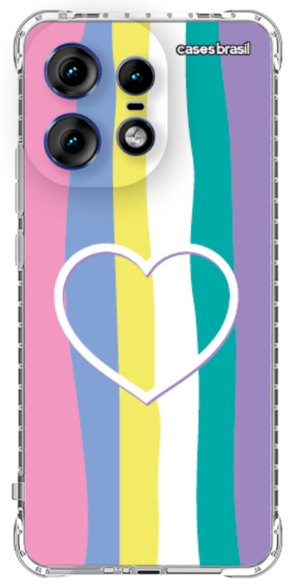 Capinha para Celular Arco-íris com Coração