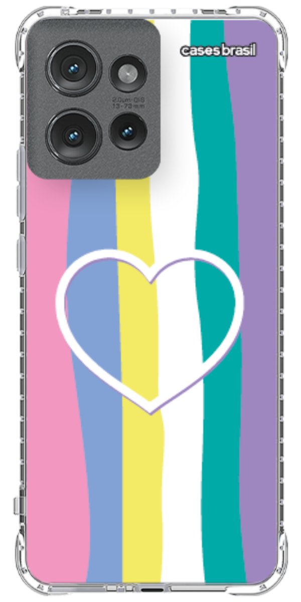 Capinha para Celular Arco-íris com Coração