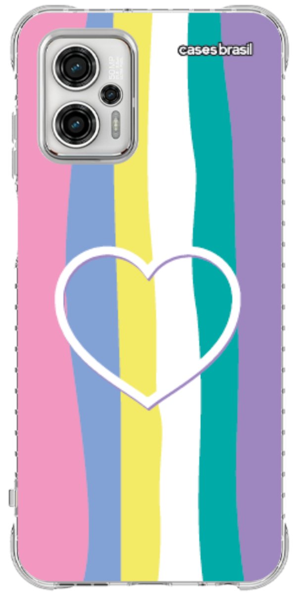 Capinha para Celular Arco-íris com Coração