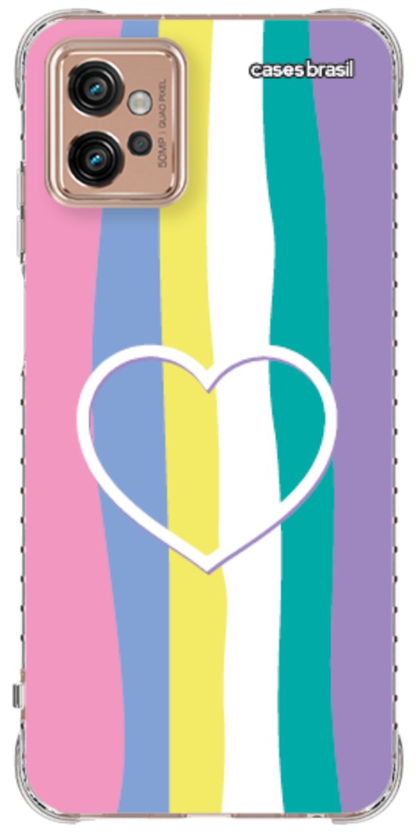 Capinha para Celular Arco-íris com Coração