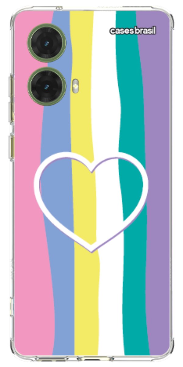 Capinha para Celular Arco-íris com Coração