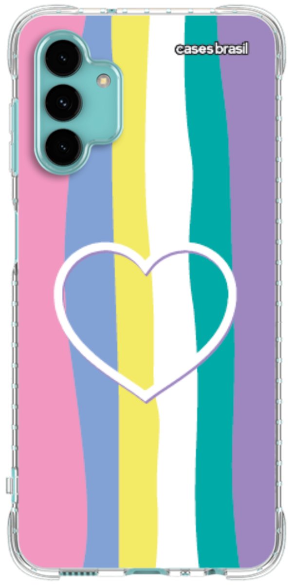 Capinha para Celular Arco-íris com Coração