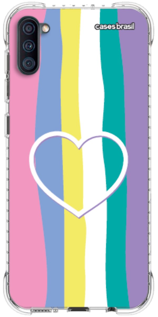 Capinha para Celular Arco-íris com Coração