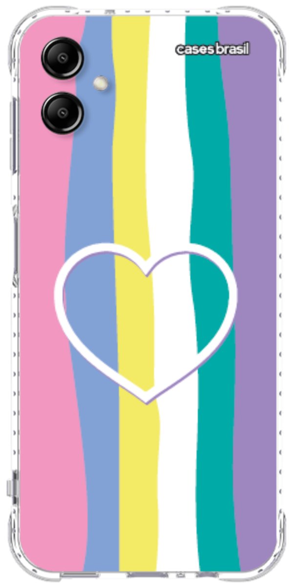 Capinha para Celular Arco-íris com Coração