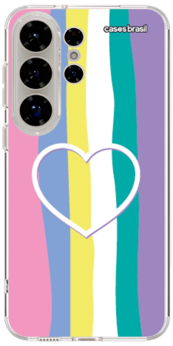 Capinha para Celular Arco-íris com Coração