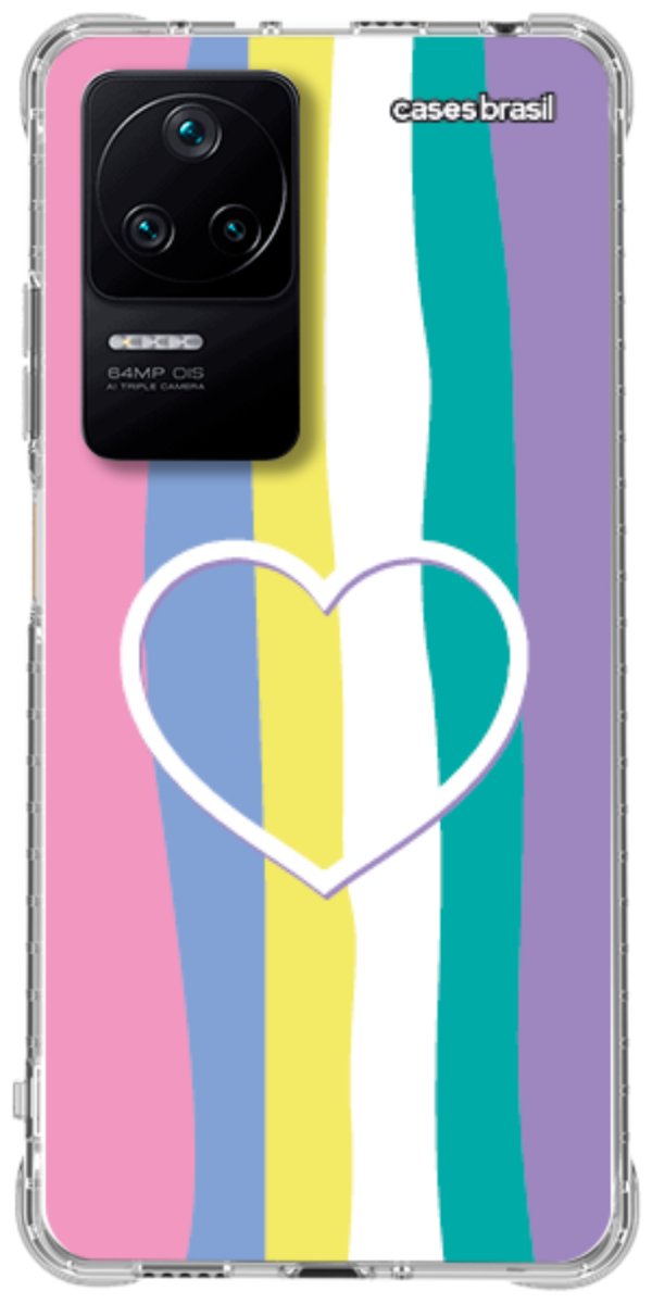 Capinha para Celular Arco-íris com Coração