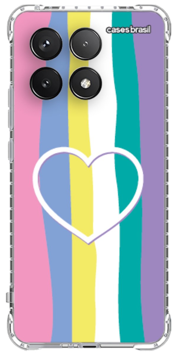Capinha para Celular Arco-íris com Coração