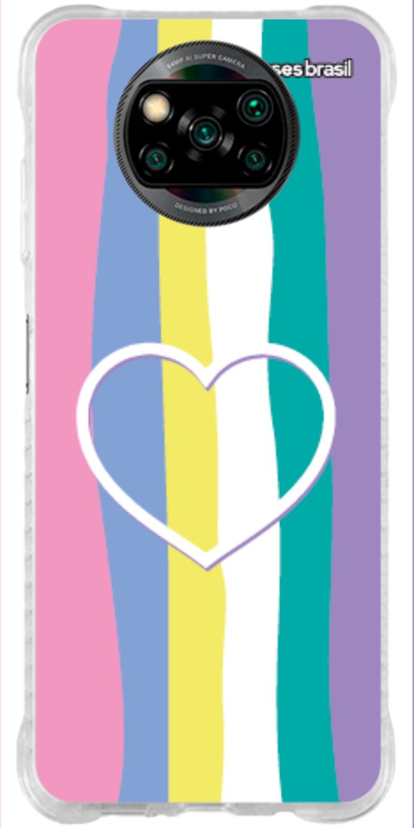 Capinha para Celular Arco-íris com Coração