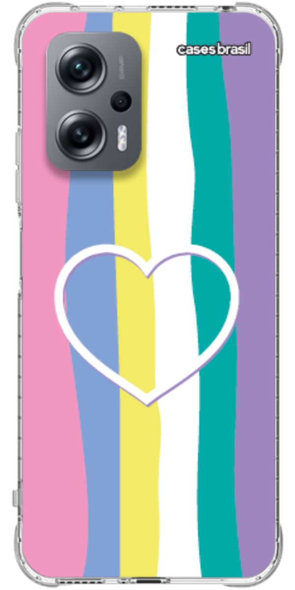 Capinha para Celular Arco-íris com Coração
