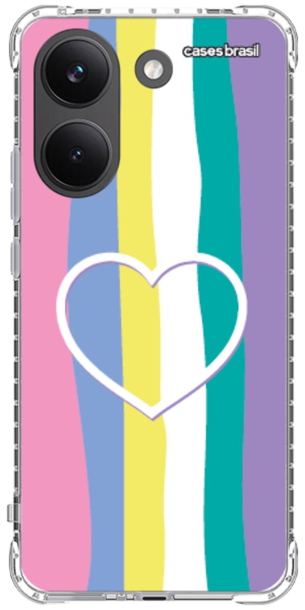 Capinha para Celular Arco-íris com Coração