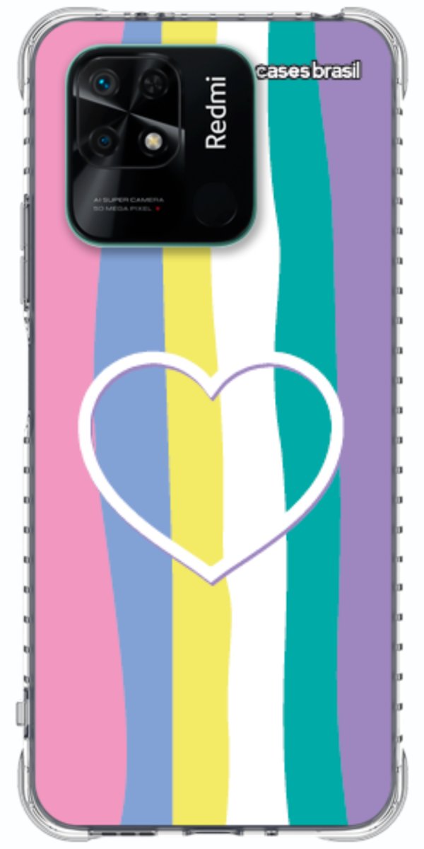 Capinha para Celular Arco-íris com Coração