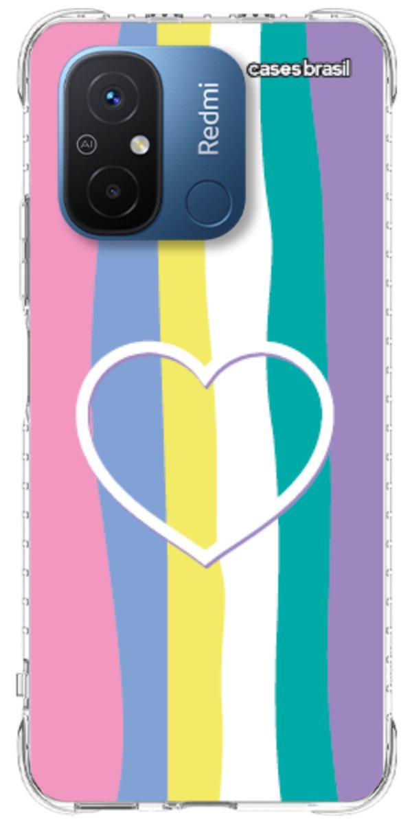 Capinha para Celular Arco-íris com Coração