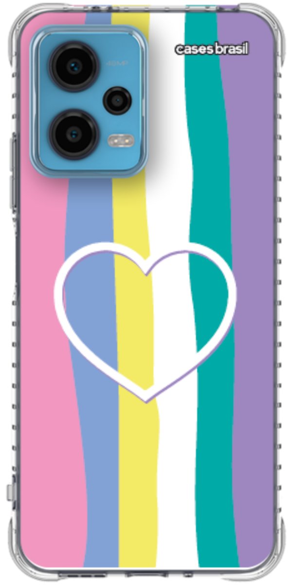 Capinha para Celular Arco-íris com Coração