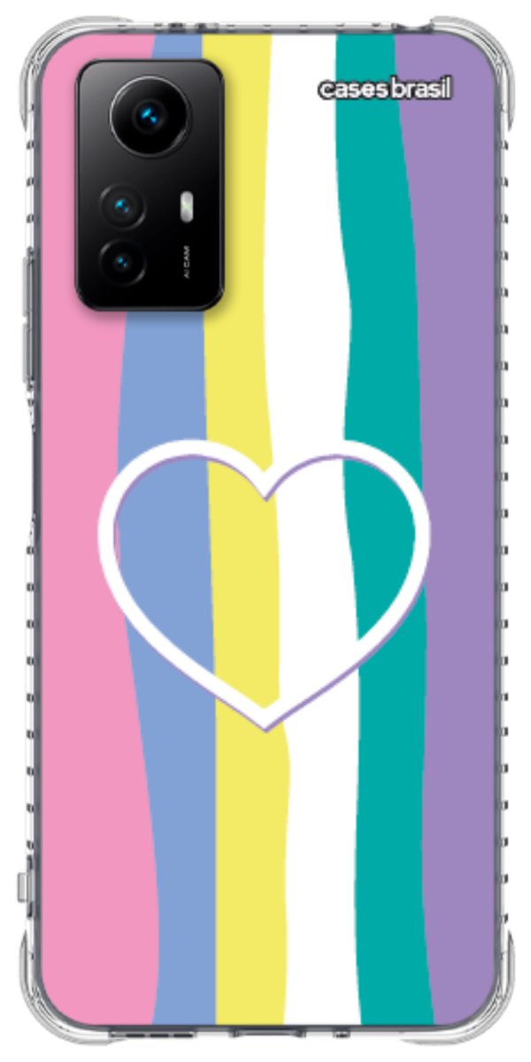 Capinha para Celular Arco-íris com Coração